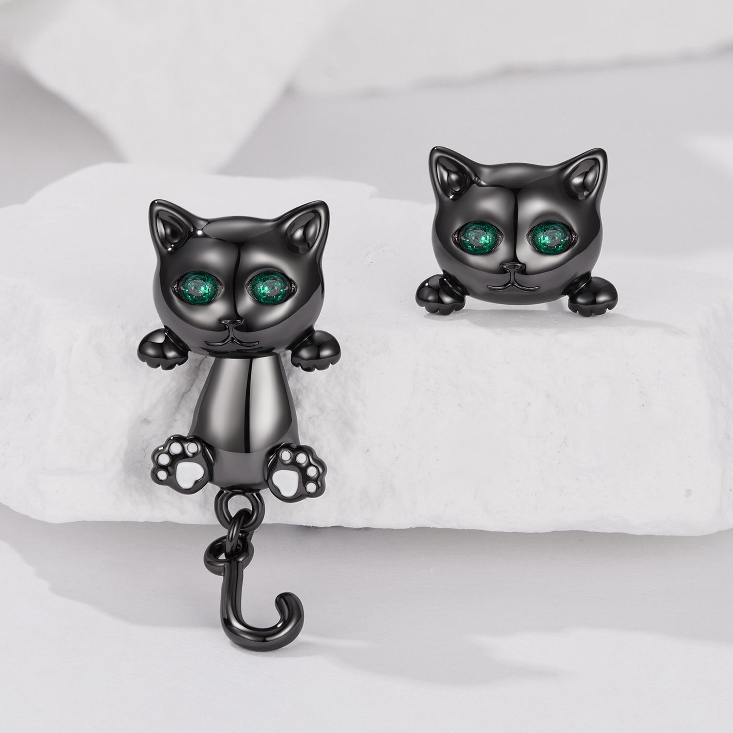 Brass & S925 Silver Earrings | 2.8*1.1cm | White Gold Plated with Pavé Setting CZ for Women