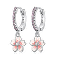 925 Sterling Silver Earrings with CZ and Enamel, 2.2x0.8m, for Women