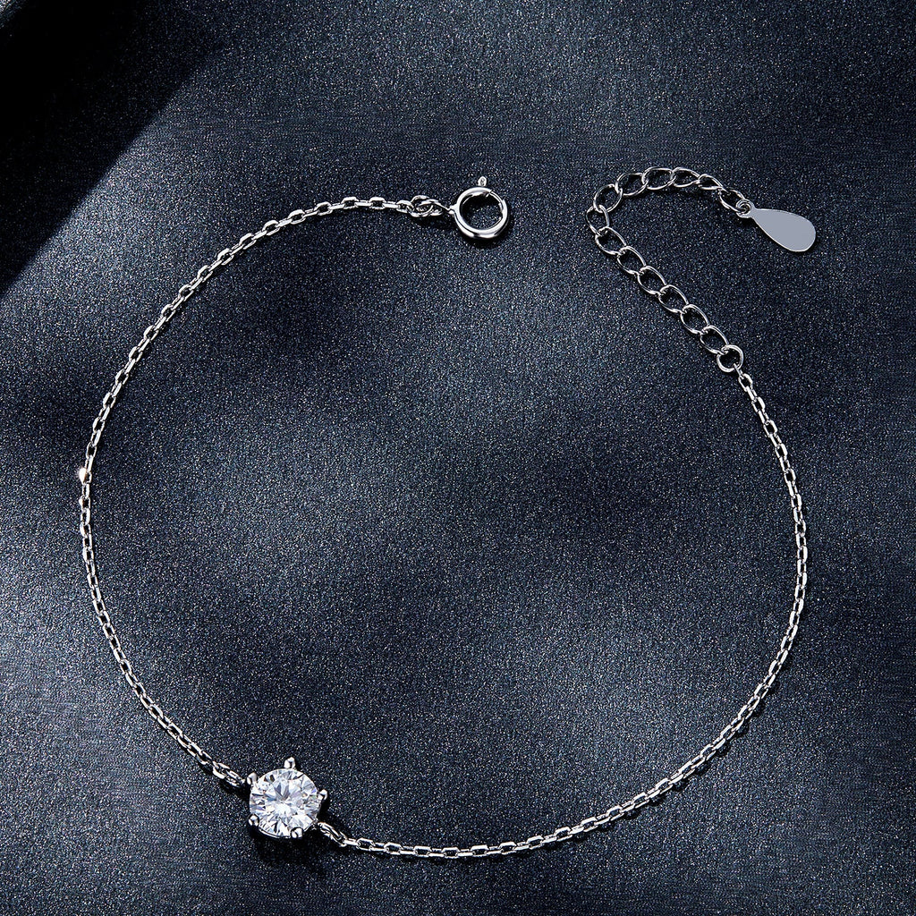 S925 Sterling Silver Moissanite Bracelet 15+3cm for Women