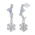 925 Sterling Silver Earrings with Plated White Gold, 2.2*0.7cm, Enamel + Pavé Setting for Women
