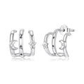 925 Sterling Silver Earrings with Pavé Setting CZ - Oxidized Silver, 1.1cm for Women