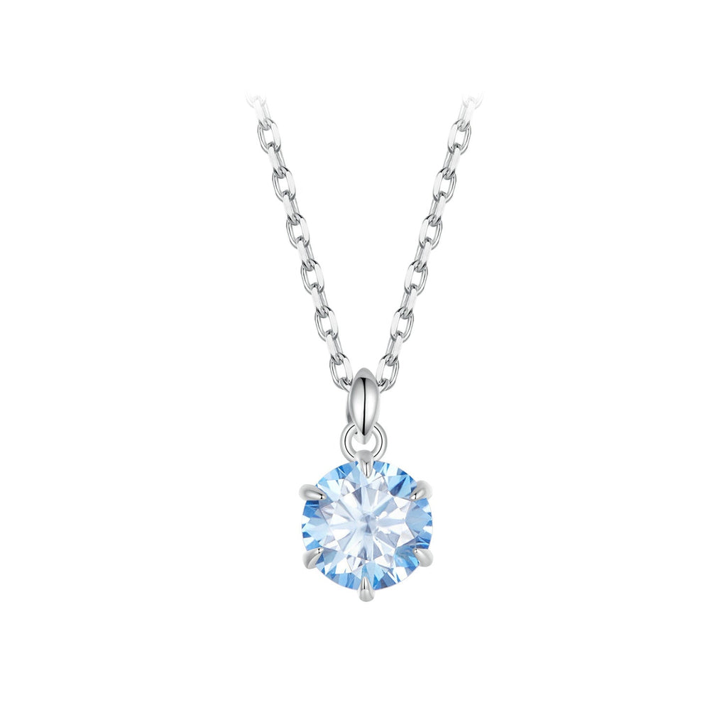 925 Sterling Silver Moissanite 6.5mm Diamond-like Pendant Necklace for Women