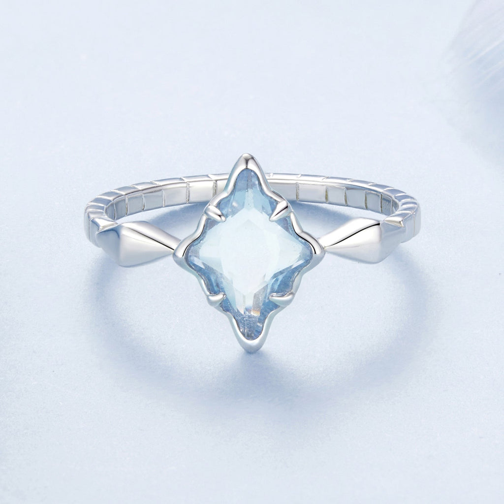 925 Sterling Silver White Gold Plated 1.2x0.9cm Pendant Ring Size 6.0 for Women