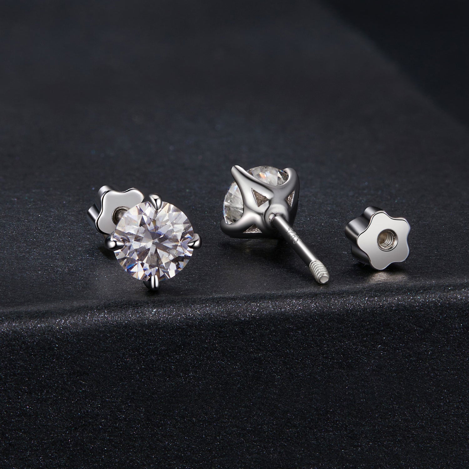 925 Sterling Silver Moissanite Stud Earrings for Women - 0.5ct, 0.6cm Size, White Gold Plated