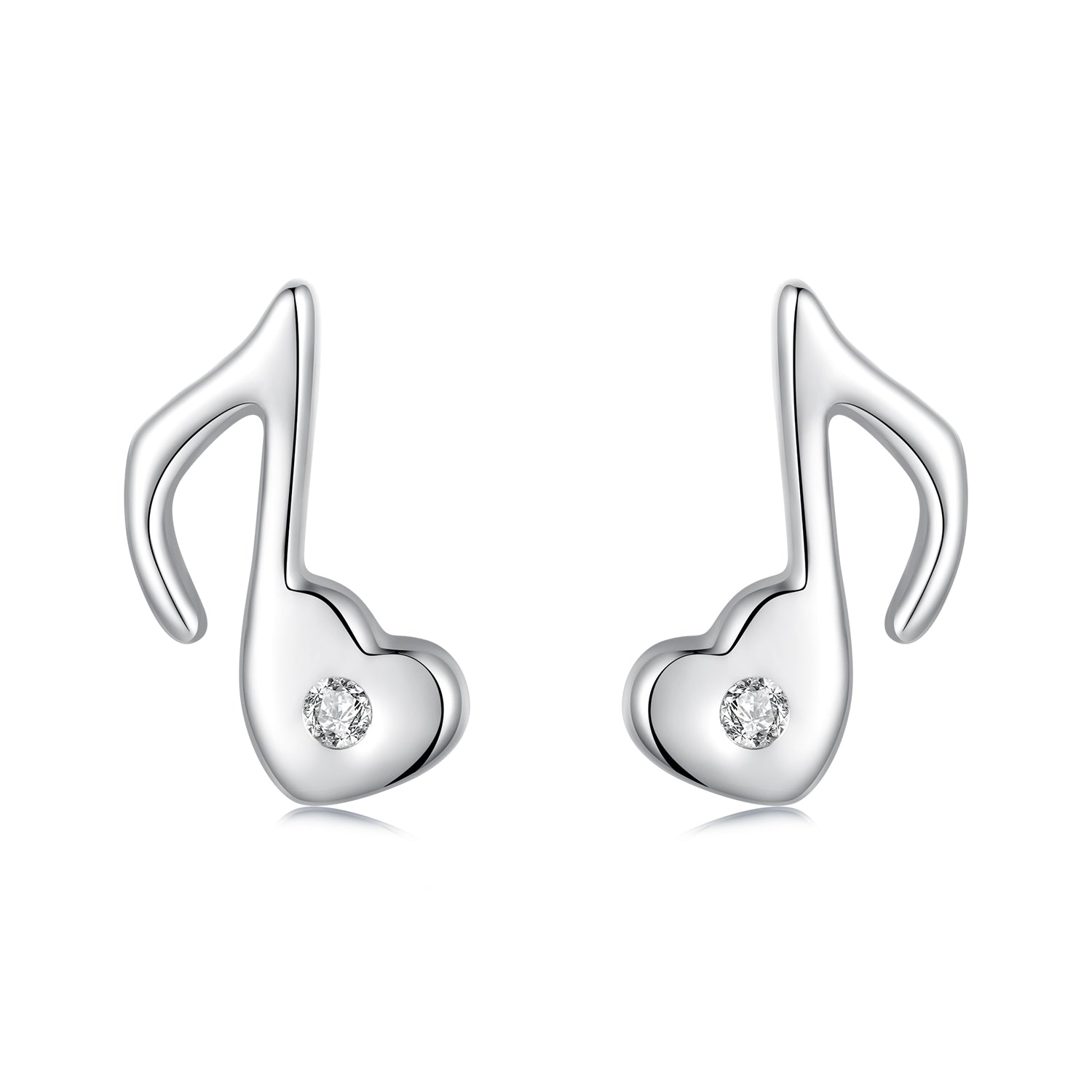 925 Sterling Silver Earrings with Pavé Setting CZ in White Gold Finish, 1x0.7cm for Women