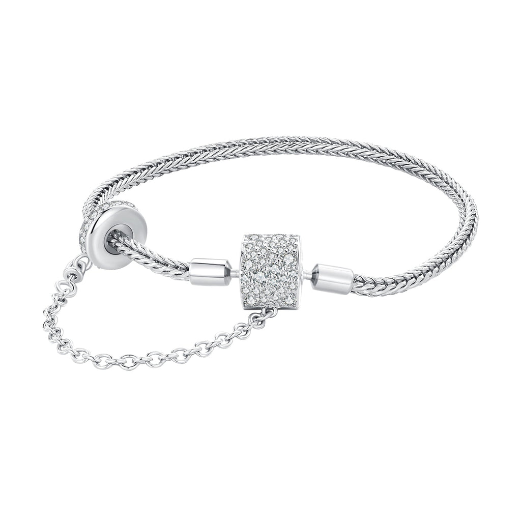 925 Sterling Silver Bracelet 17cm with Pavé Setting CZ for Women
