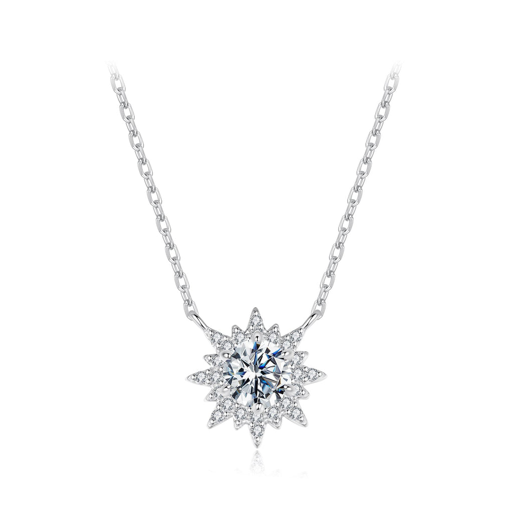925 Sterling Silver 0.5 Carat Moissanite Necklace in White Gold Plating for Women