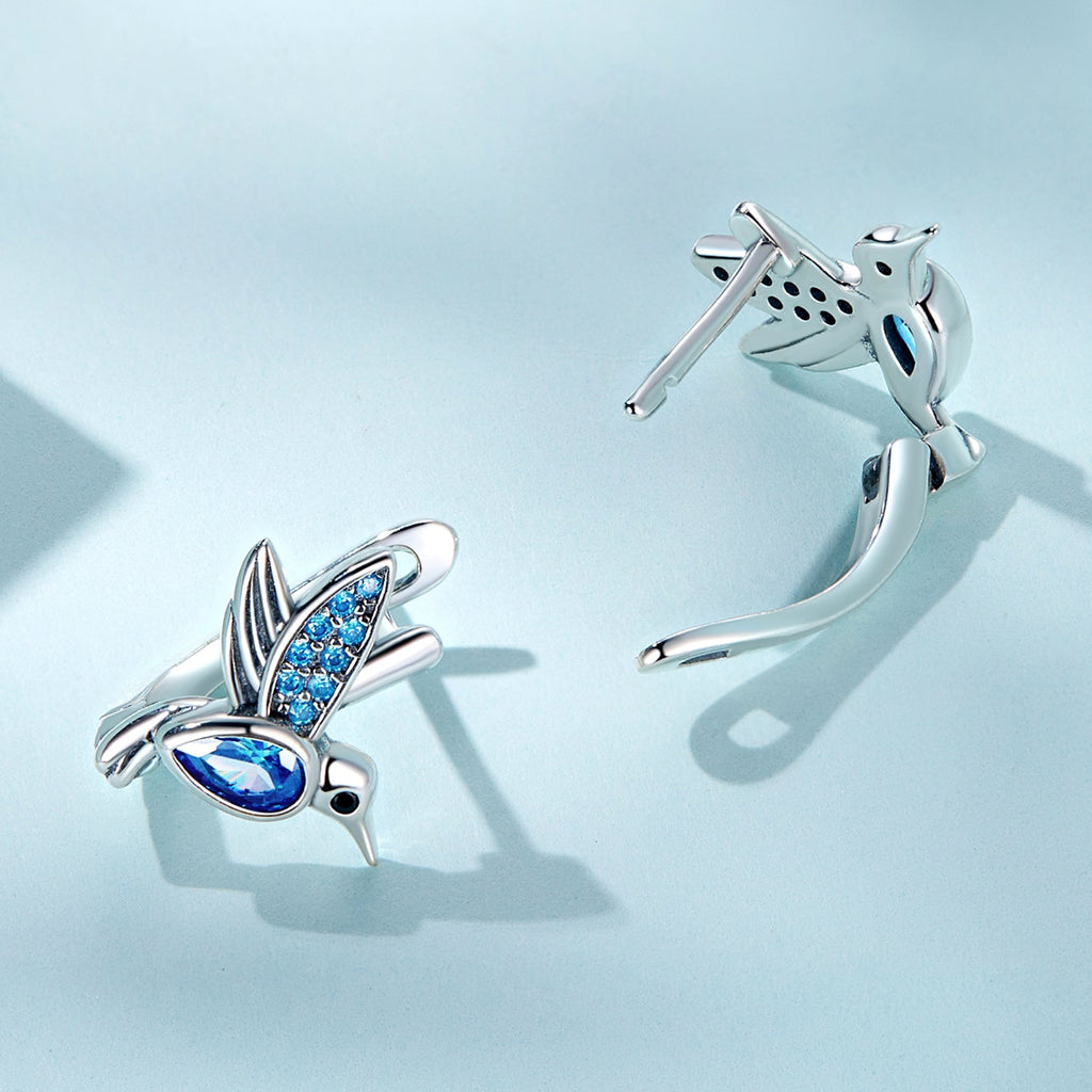 925 Sterling Silver Earrings with Pavé Setting and Oxidized Finish for Women