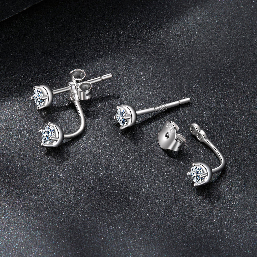 925 Sterling Silver White Gold Plated Moissanite Earrings 0.1 Carat for Women