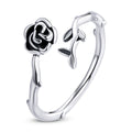 925 Sterling Silver & Oxidized Silver 0.15 cm Width Rose Ring for Women