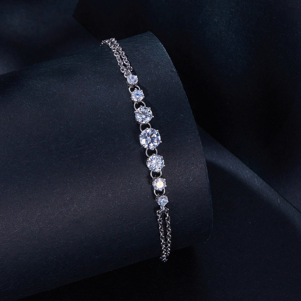 925 Sterling Silver 5MM Moissanite Bracelet for Women