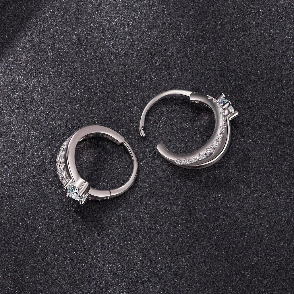 925 Sterling Silver Moissanite 0.3ct Earrings Size 1.2*0.6cm for Women