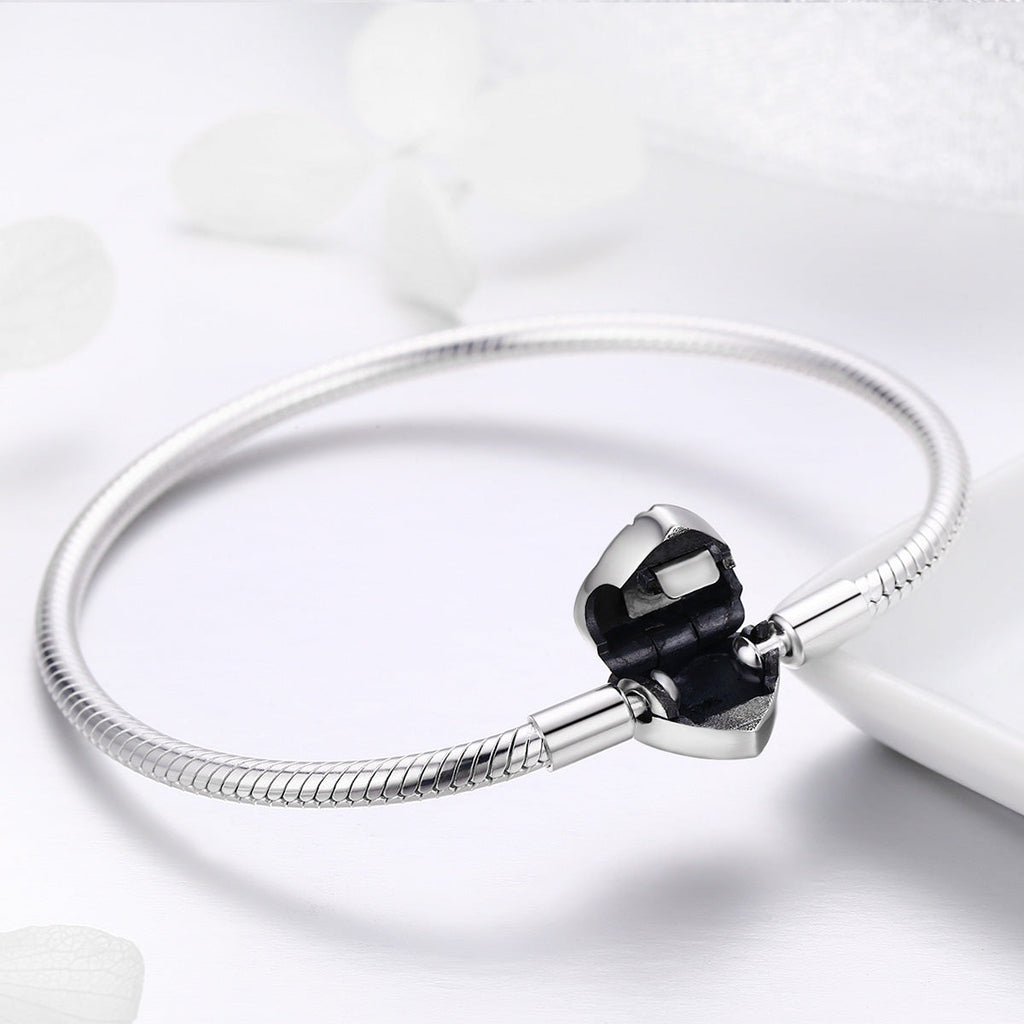 SCB 925 Sterling Silver Bracelet in Classic Style, Size 17.0 for Women