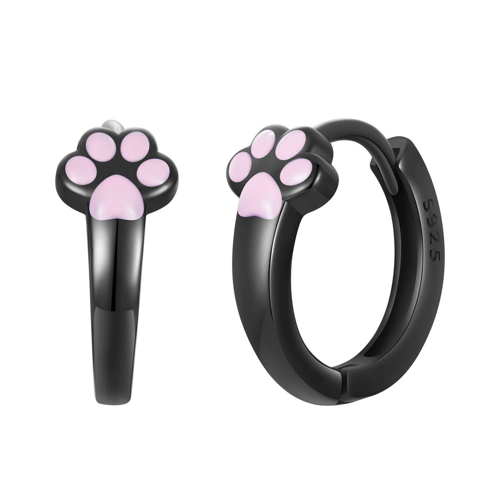 925 Sterling Silver Earrings with Black Gold Plating and Enamel Finish