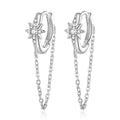 925 Sterling Silver Earrings with Pavé Setting and Platinum Plating, 2.7 x 0.6 cm for Women
