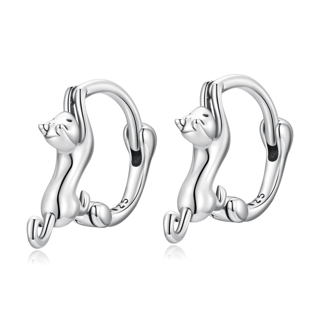 925 Sterling Silver Plated Gold Earrings Size 1.8cm for Women