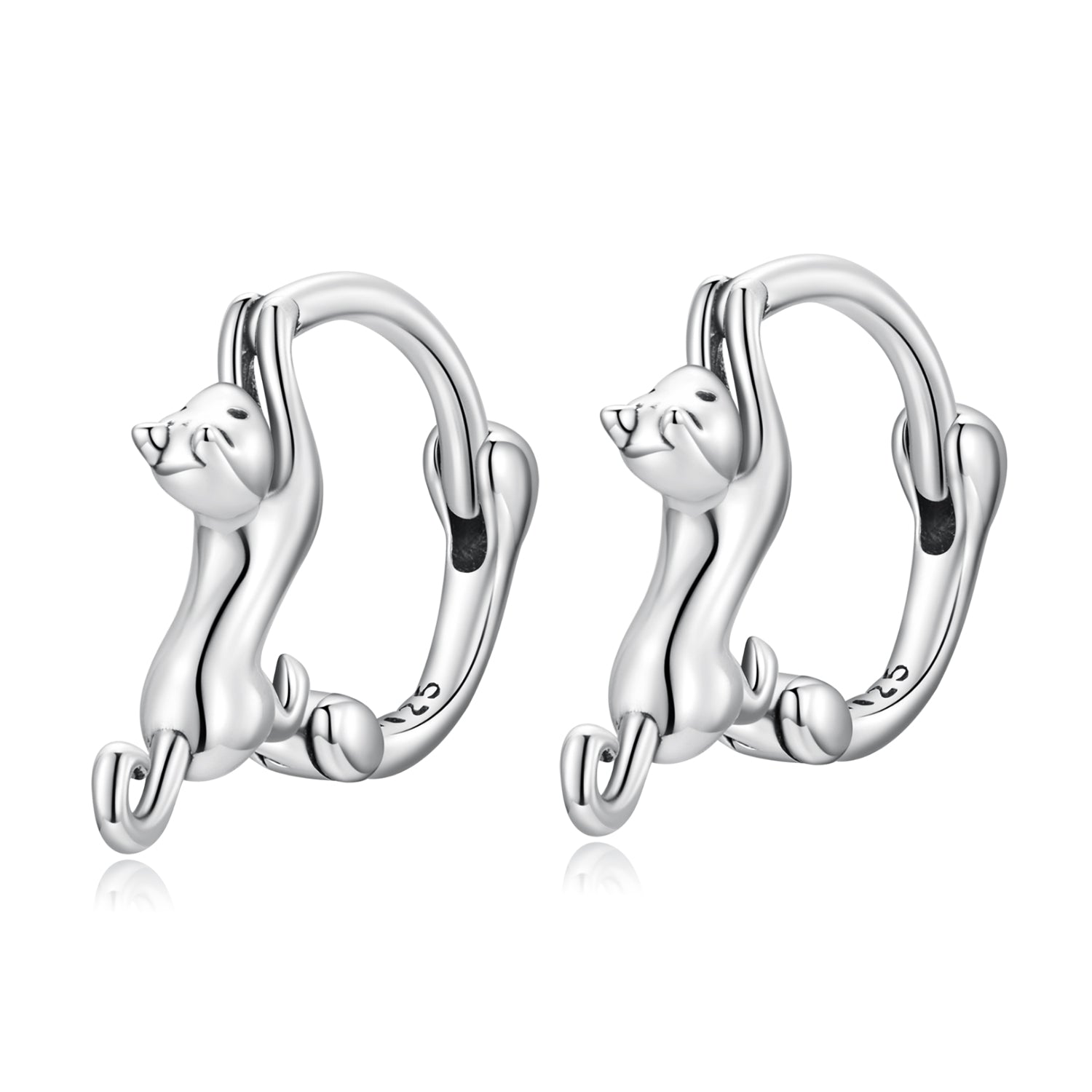 925 Sterling Silver Plated Gold Earrings Size 1.8cm for Women