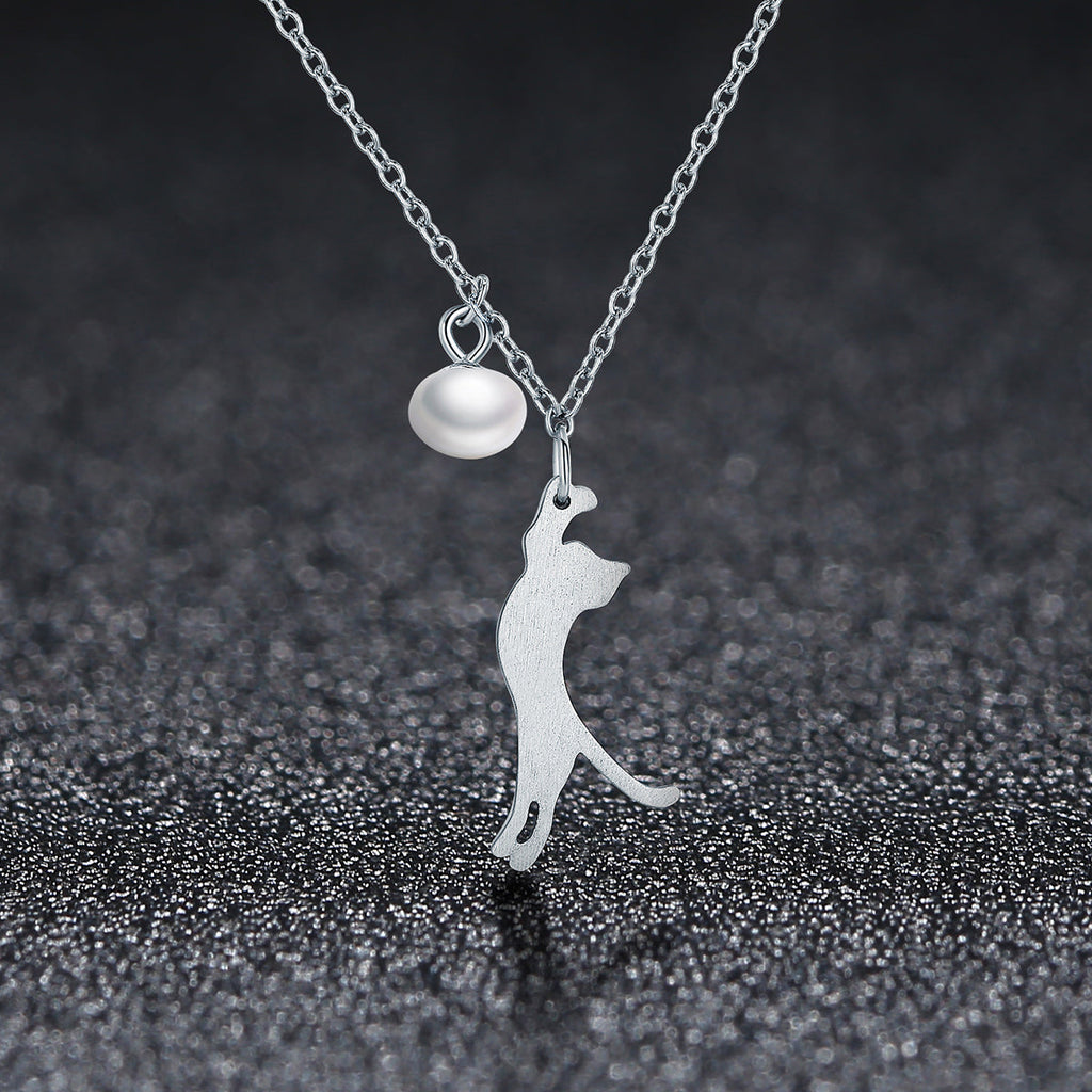 925 Sterling Silver 0.6 Carat Pearl Necklace for Women