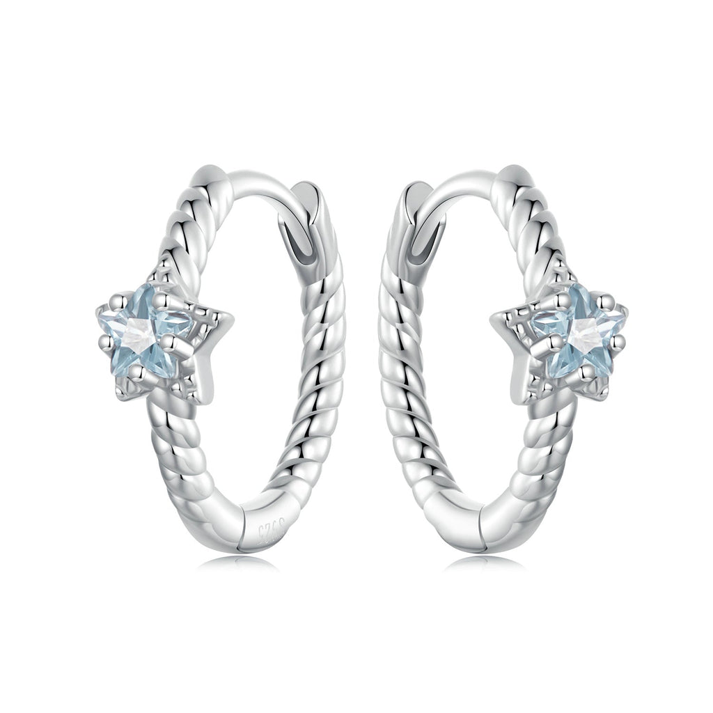 925 Sterling Silver Earrings with CZ and White Gold Plating, 1.3cm for Women