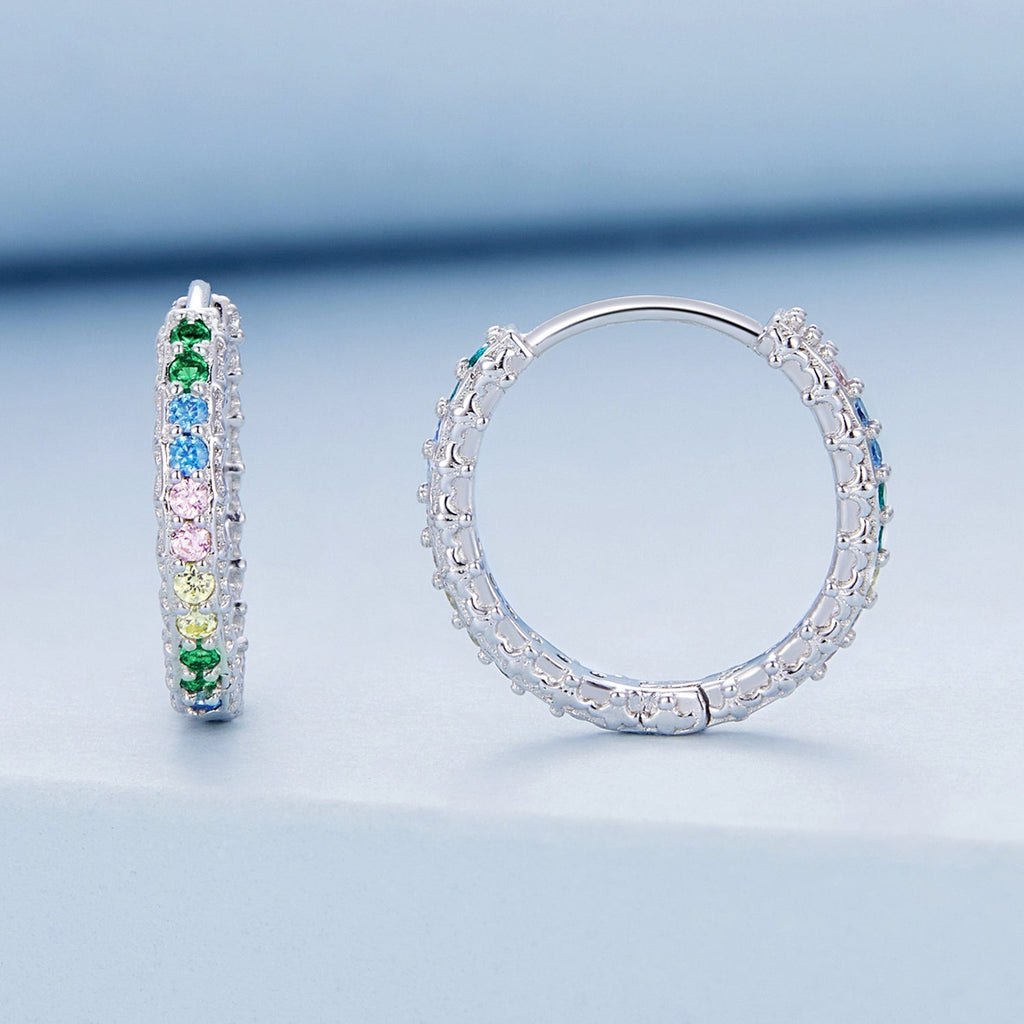 925 Sterling Silver Stud Earrings with CZ in Pavé Setting