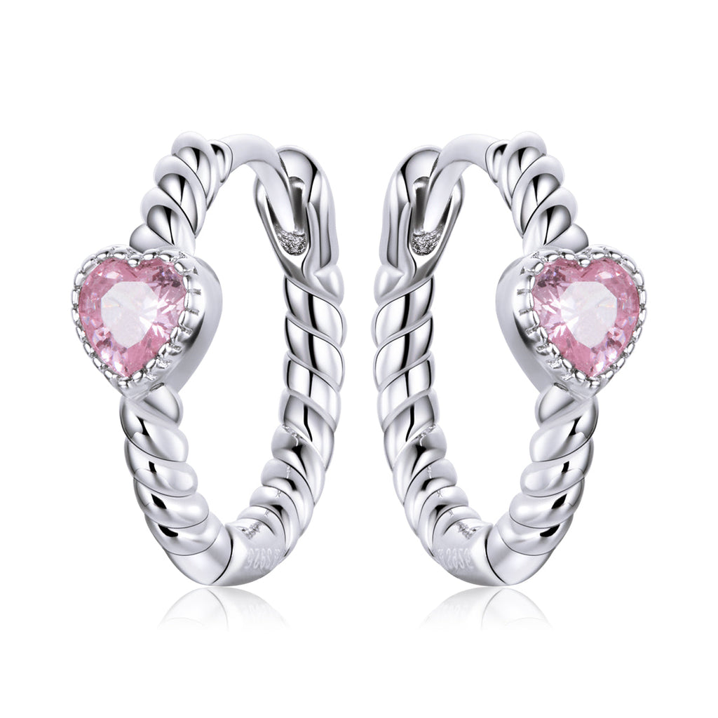 925 Sterling Silver CZ Earrings with Pavé Setting 1.3cm for Women