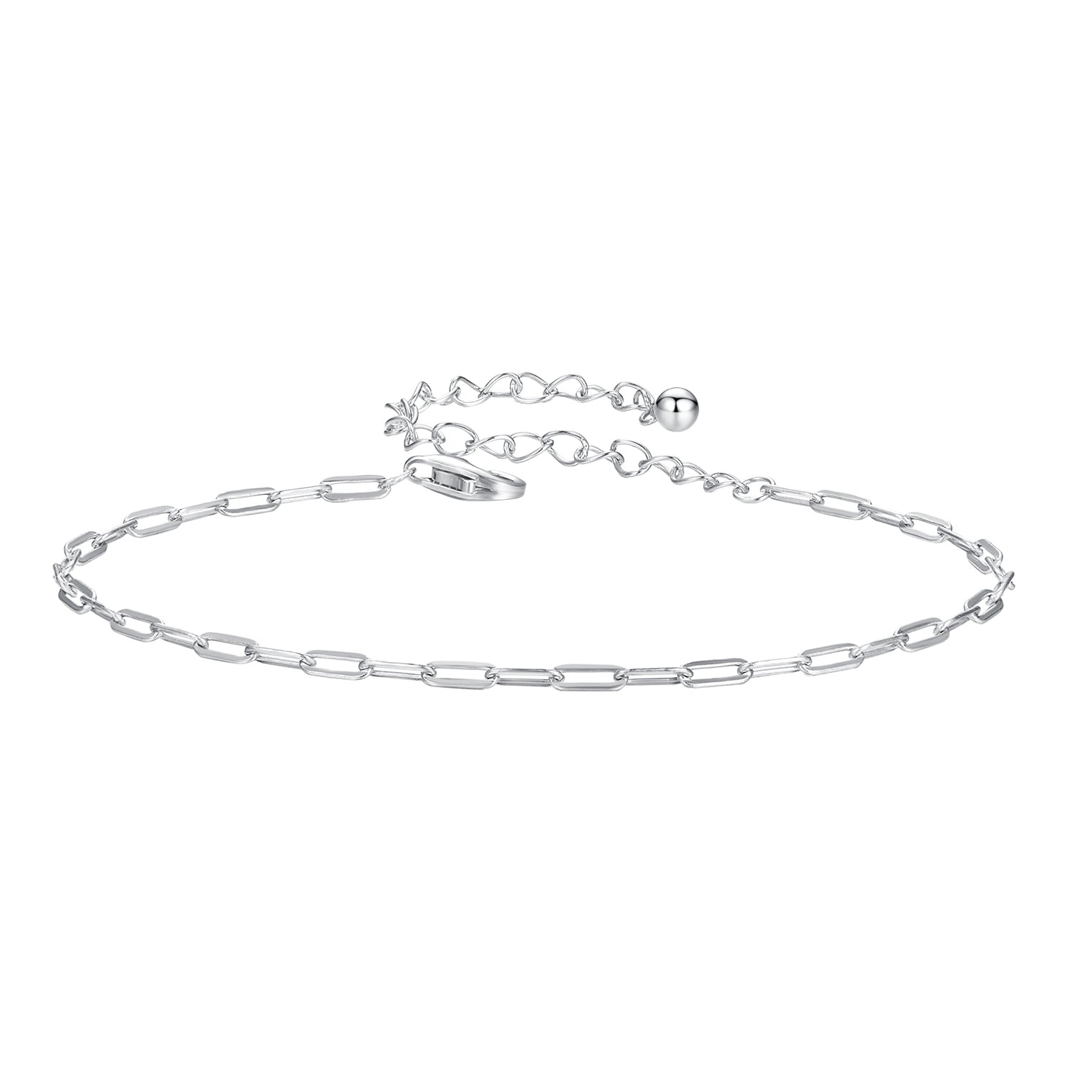 925 Sterling Silver Plated White Gold Adjustable Bracelet for Women