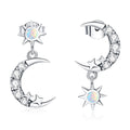 925 Sterling Silver Earrings with Translucent Opal and CZ in Oxidized Finish