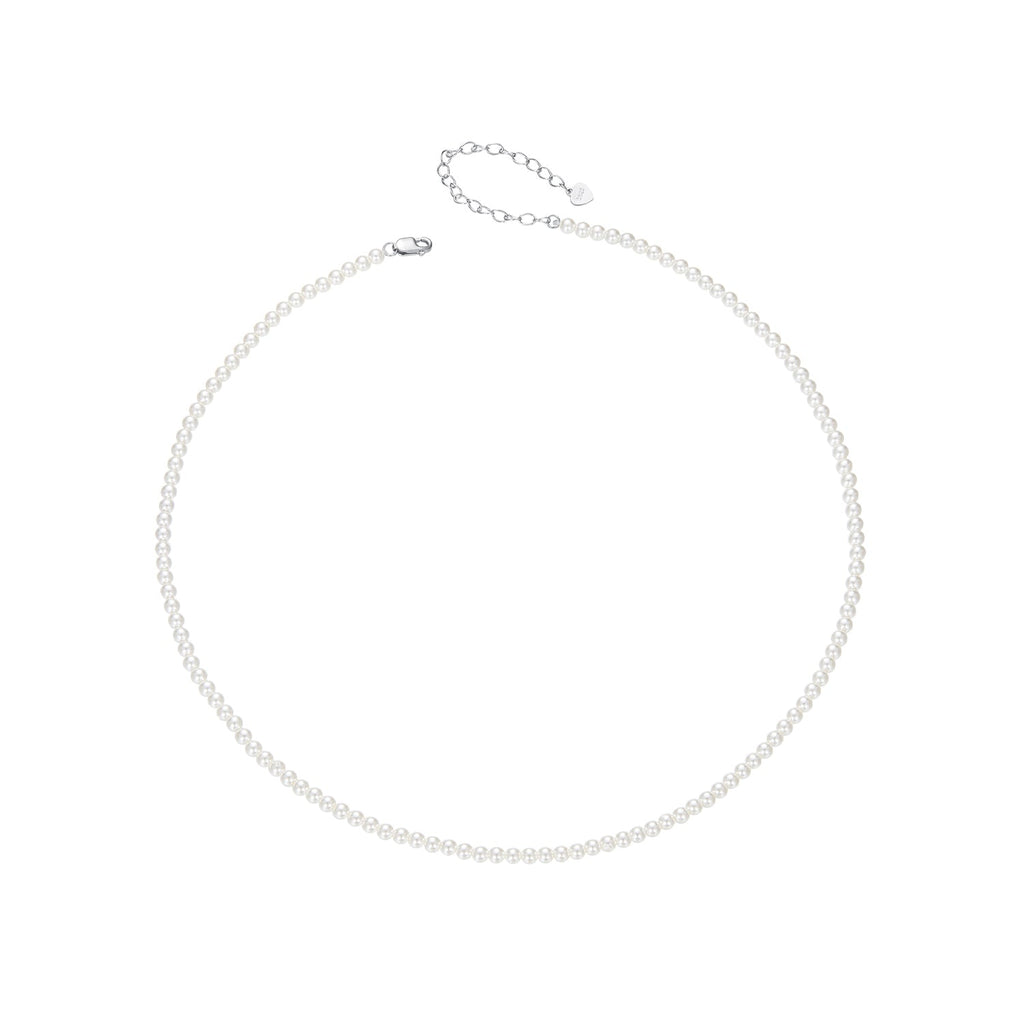 925 Sterling Silver White Gold Plated Necklace with Quality Shell Pearl for Women