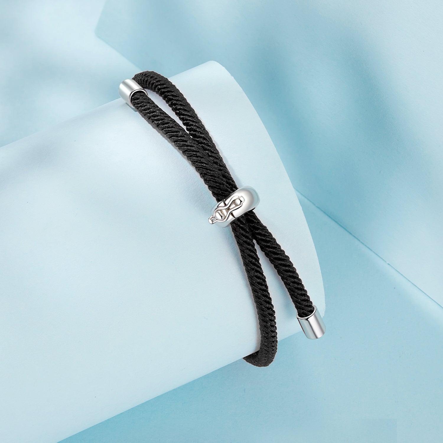 925 Sterling Silver and White Gold Plated Rope Bracelet for Men