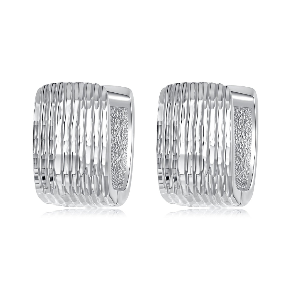 925 Sterling Silver Earrings for Women with White Gold Plating - 1.1cm x 0.7cm