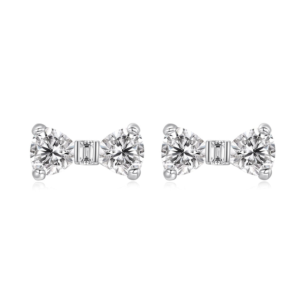 925 Sterling Silver Earrings with Pavé Setting CZ and White Gold Plating