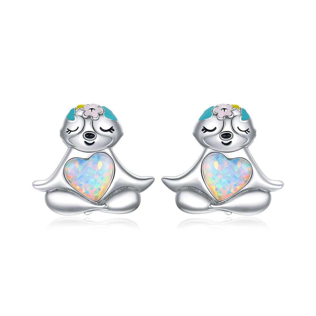 925 Sterling Silver Earrings with Translucent Opal