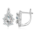 925 Sterling Silver Platinum Plated CZ Pavé Setting Earrings