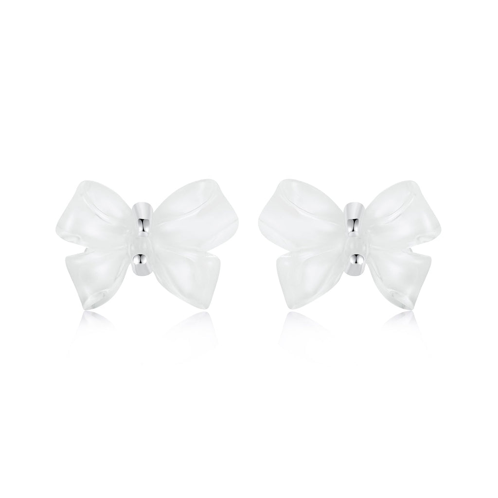 925 Sterling Silver Earrings for Women, 0.8*1.1cm, Plated White Gold