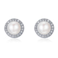 925 Sterling Silver Freshwater Pearl Earrings with CZ for Women
