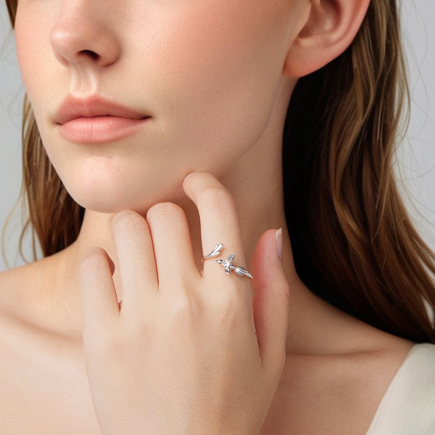 925 Sterling Silver Oxidized Silver Bird Ring for Women - 0.14cm Width, 0.7cm Bird Size