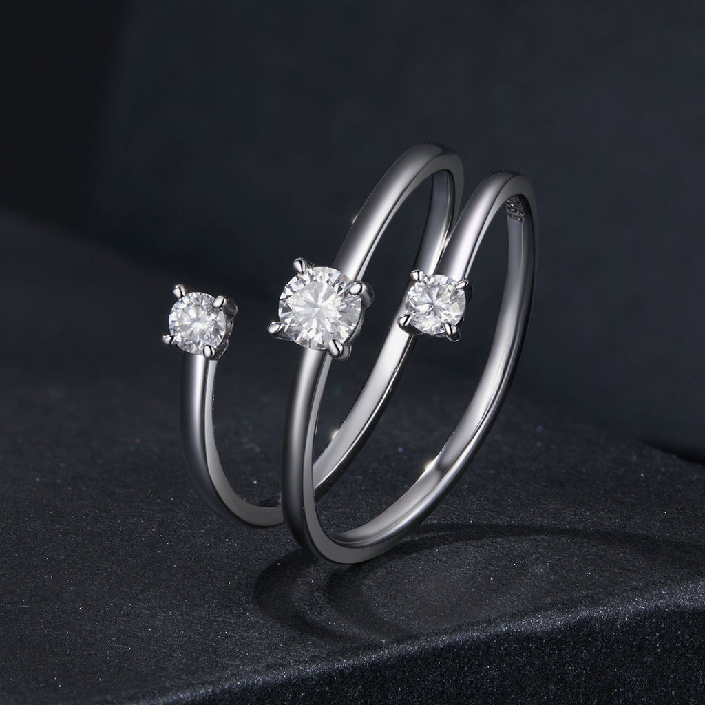 925 Sterling Silver 3mm Moissanite Ring for Women