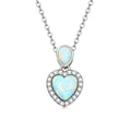 925 Sterling Silver Genuine Translucent Opal Necklace with CZ for Women
