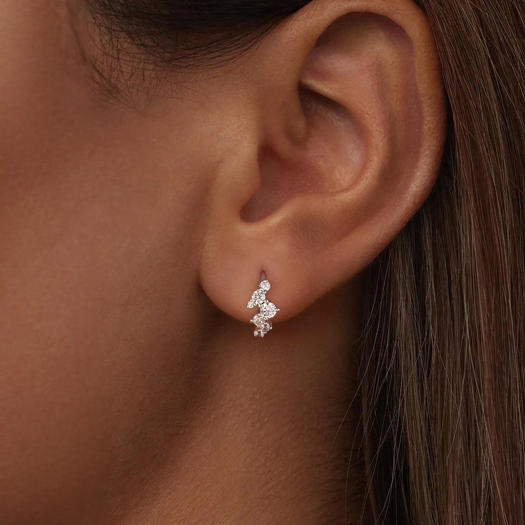 925 Sterling Silver Earrings with CZ White Gold Plating