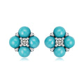 925 Sterling Silver Earrings with Synthetic Turquoise and CZ in Oxidized Finish