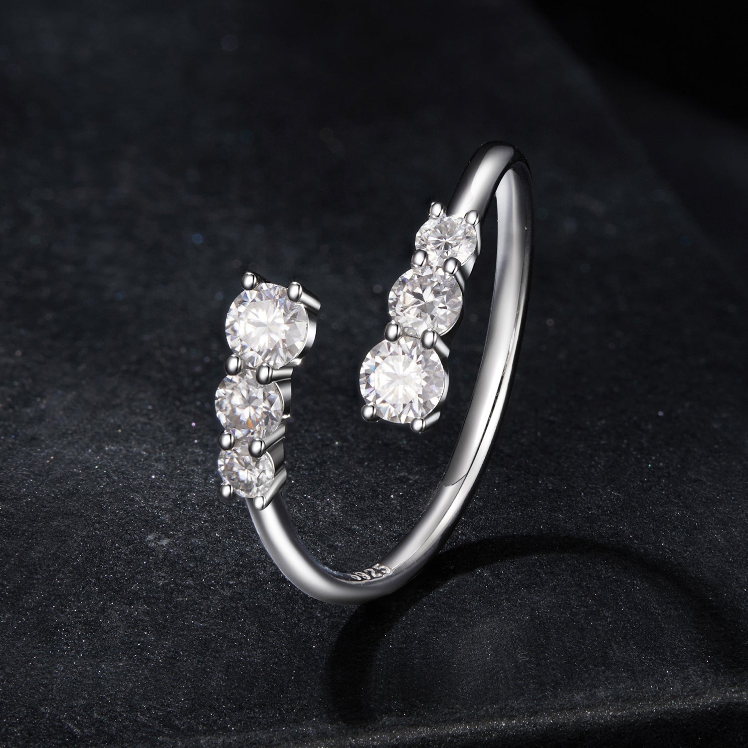 925 Sterling Silver Moissanite Ring for Women - Size E - Plated White Gold