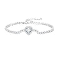 925 Sterling Silver Bracelet with CZ Zircon, 15+6.5cm, Platinum Plated for Women
