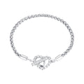925 Sterling Silver 3.0mm Plated Platinum Bracelet Size 17.0 for Women