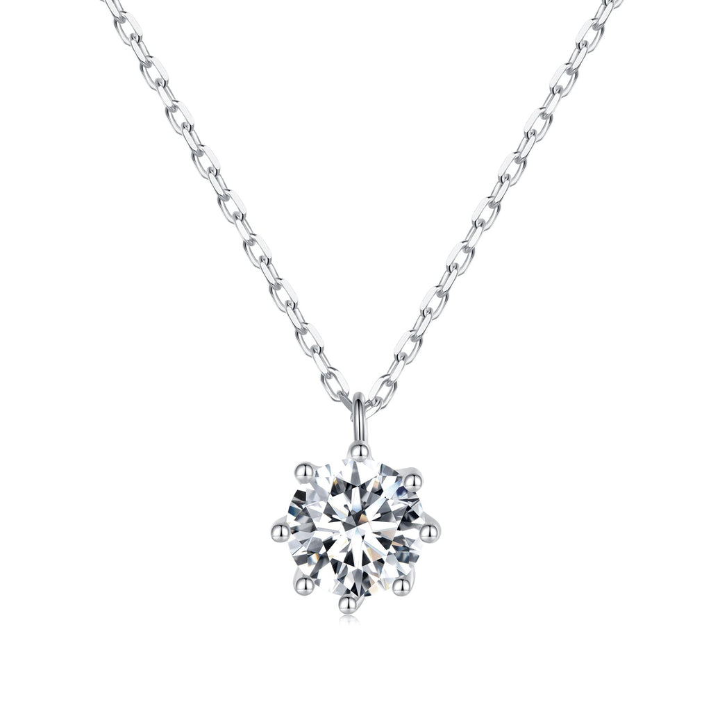 925 Sterling Silver Plated Platinum Moissanite Necklace 39+5cm for Women