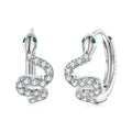 925 Sterling Silver Hoop Earrings with White Gold Plating and CZ Stones