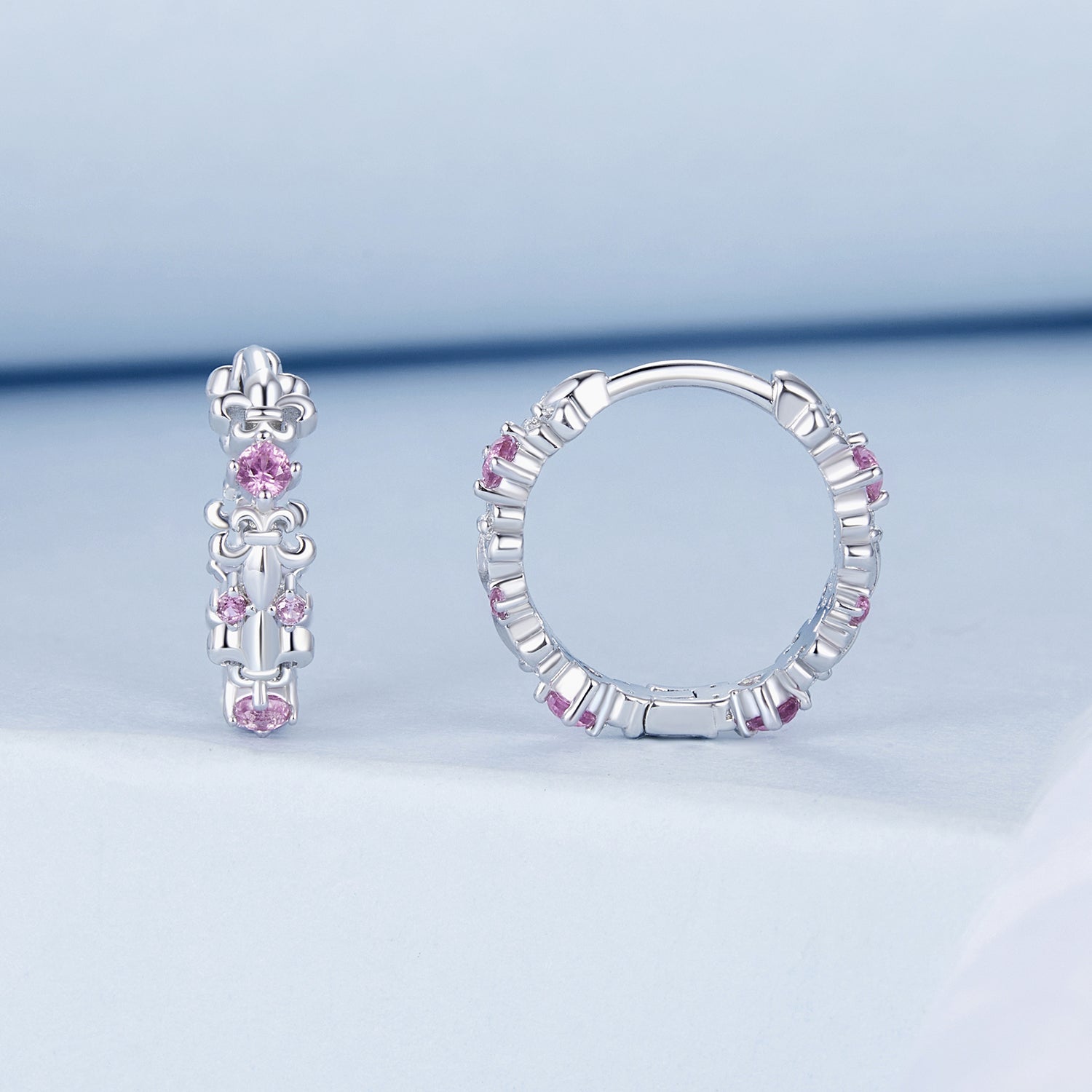 925 Sterling Silver Pavé CZ White Gold Plated Earrings for Women
