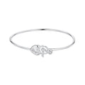 925 Sterling Silver Bracelet with CZ, 17mm, White Gold Plated, For Women