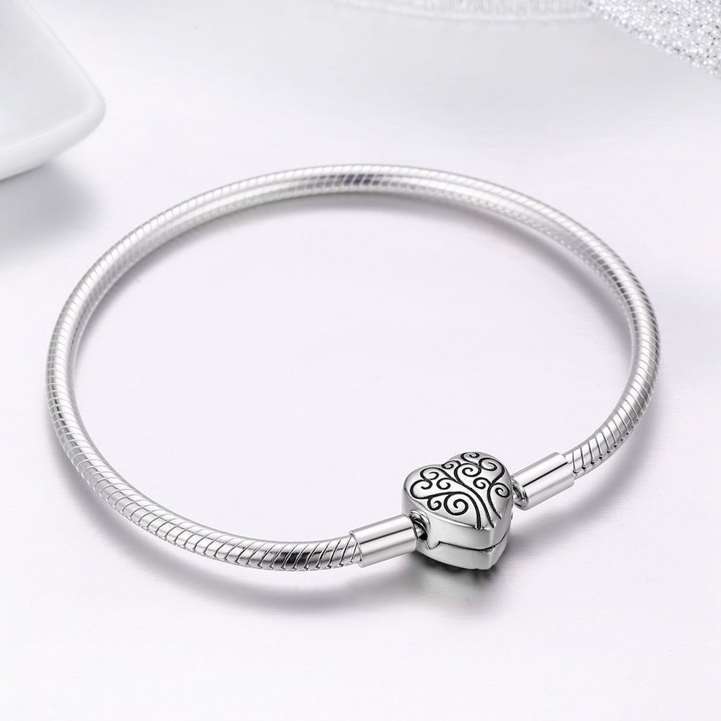 SCB 925 Sterling Silver Bracelet in Classic Style, Size 17.0 for Women
