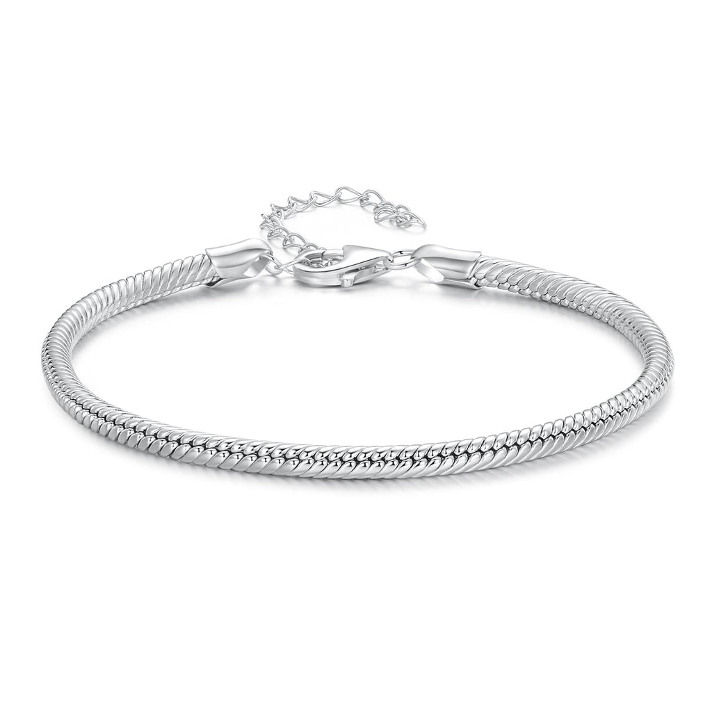 925 Sterling Silver Plated Platinum Bracelet with Adjustable Length for Women