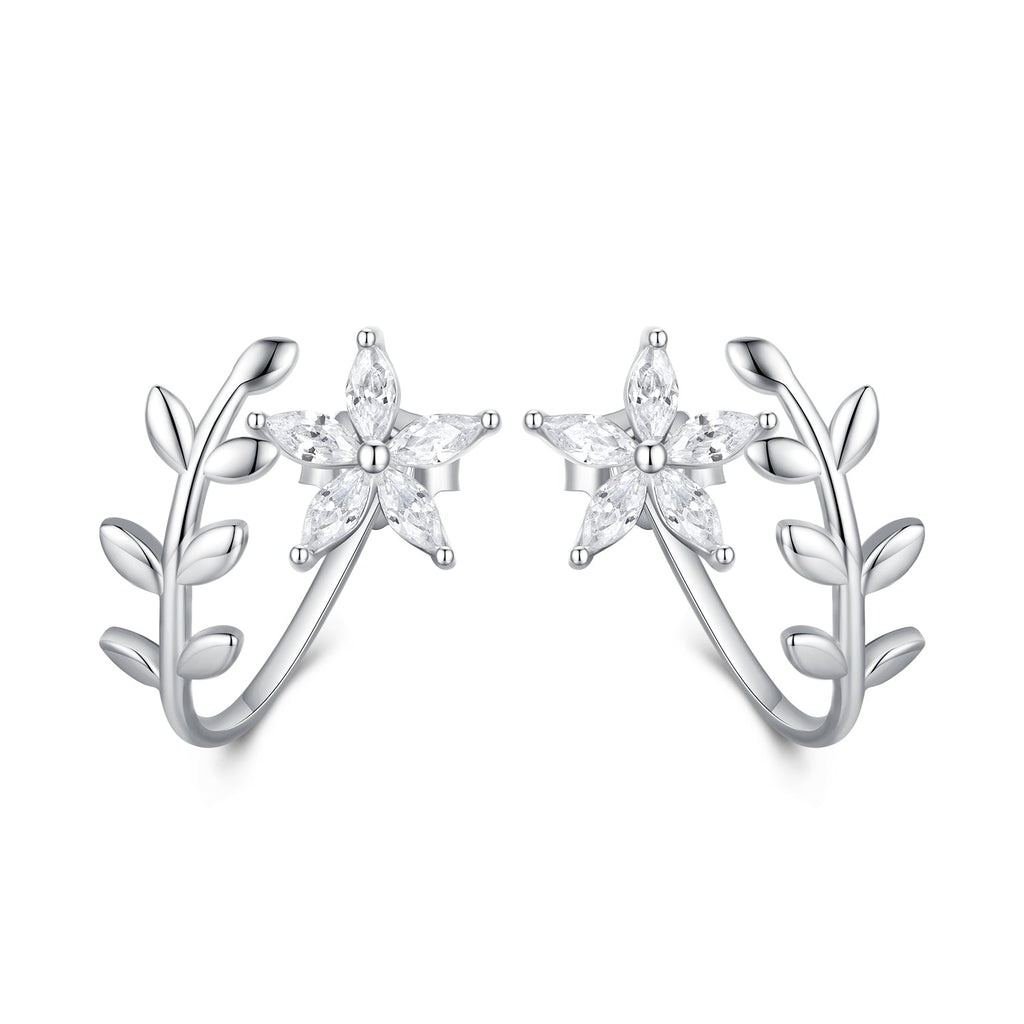 925 Sterling Silver Plated Platinum Earrings with CZ